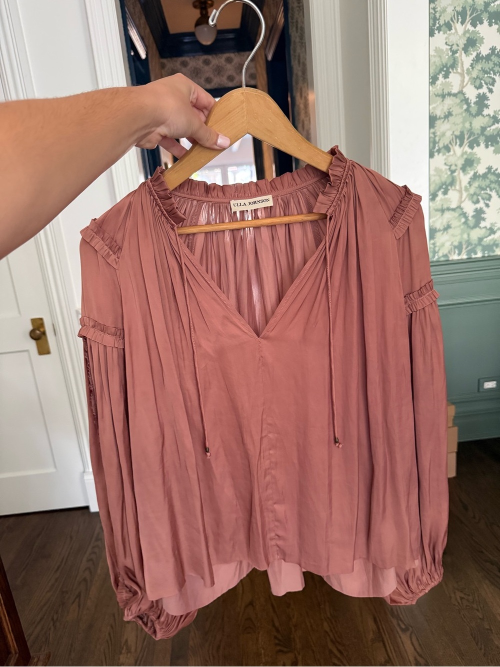 Ulla Johnson Women's Rose Blouson V-Neck Silk Peasant Top